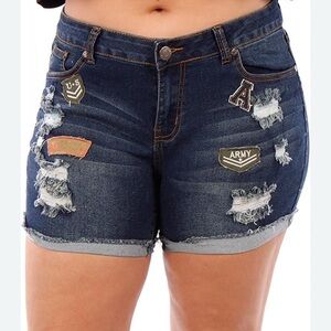 1826 JEANS WOMENS PLUS SIZE BLUE Patch Bermuda SHORT size 16